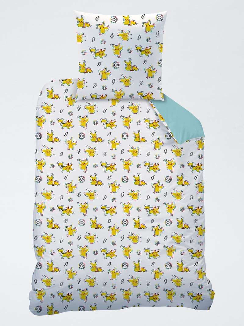 Conjunto de cama 'Pokemon' 2 peças 1 pessoa: capa de edredão + fronha Azul - Kiabi