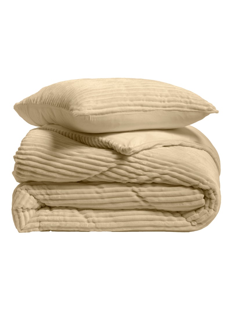 Conjunto de cama poliéster flanelle douceur d'intérieur Bege-areia - Kiabi
