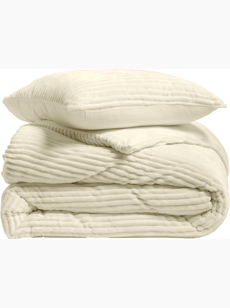 Conjunto de cama poliéster flanelle douceur d'intérieur Bege-cinza - Kiabi