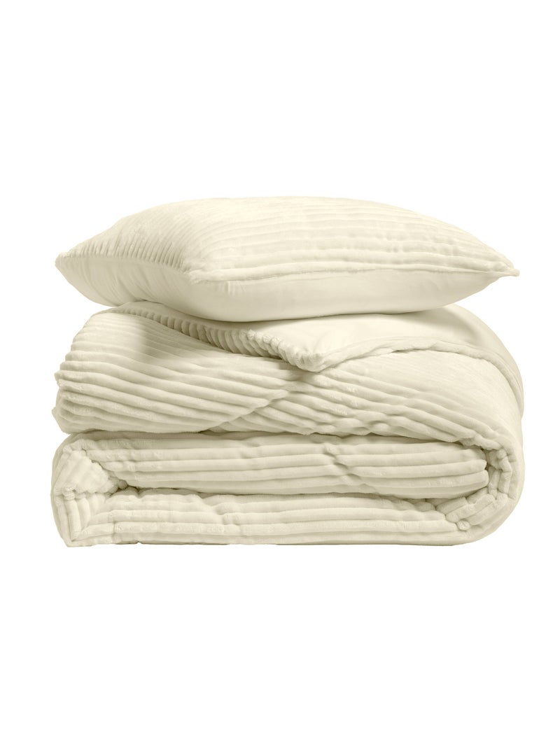 Conjunto de cama poliéster flanelle douceur d'intérieur Bege-cinza - Kiabi