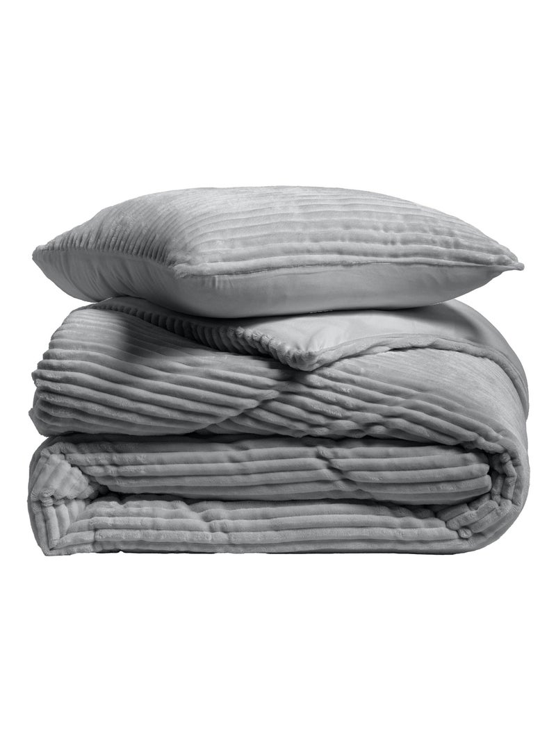 Conjunto de cama poliéster flanelle douceur d'intérieur Cinza antracite - Kiabi