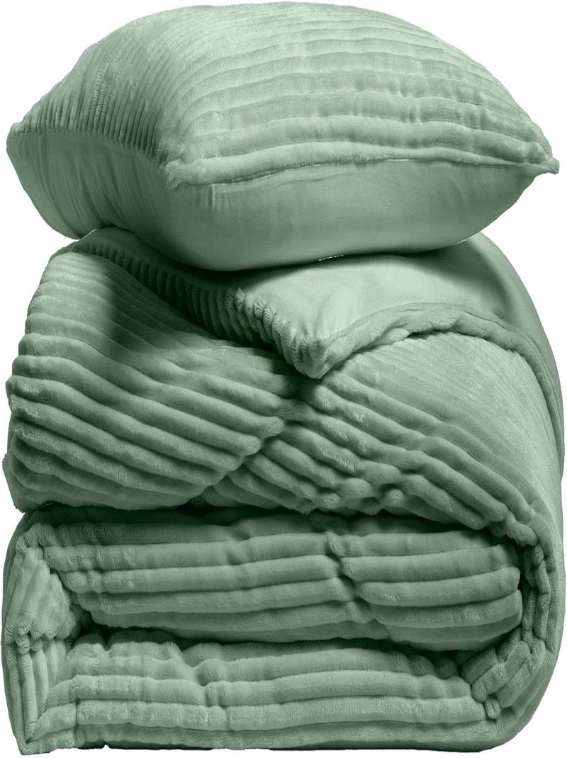 Conjunto de cama poliéster flanelle douceur d'intérieur Verde - Kiabi