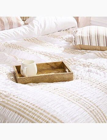Conjunto de cama reversível com textura, de 3 peças, às riscas: colcha + fronhas