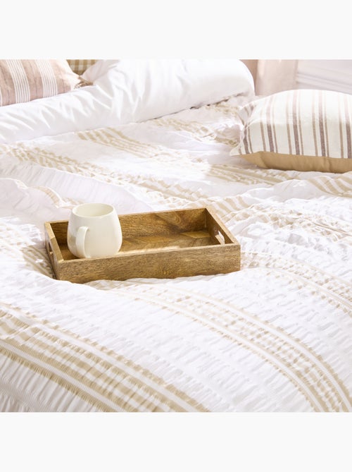 Conjunto de cama reversível com textura, de 3 peças, às riscas: colcha + fronhas - Kiabi