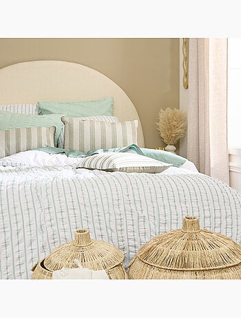 Conjunto de cama reversível com textura, de 3 peças, às riscas: colcha + fronhas