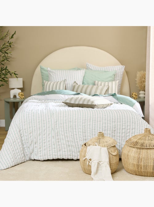 Conjunto de cama reversível com textura, de 3 peças, às riscas: colcha + fronhas - Kiabi
