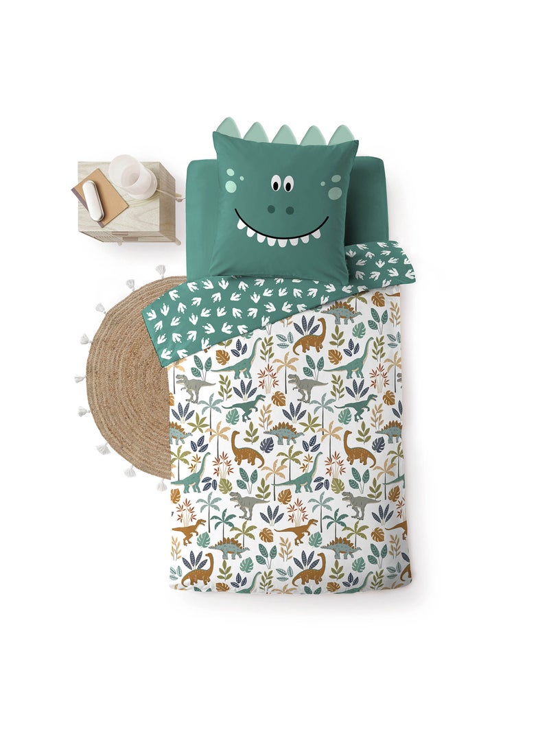 Conjunto de cama reversível de 2 peças para dinossauros Verde - Kiabi
