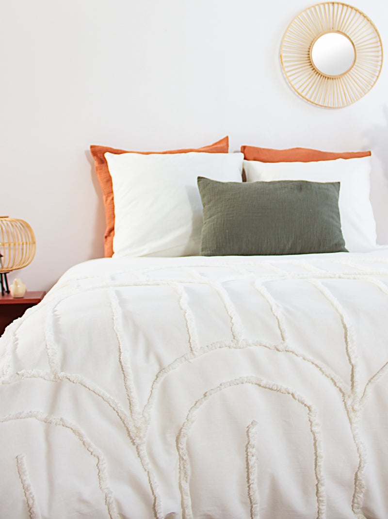 Conjunto de cama tufted para 2 pessoas - 240 x 220 cm e 260 x 240 cm - 2 peças Branco - Kiabi