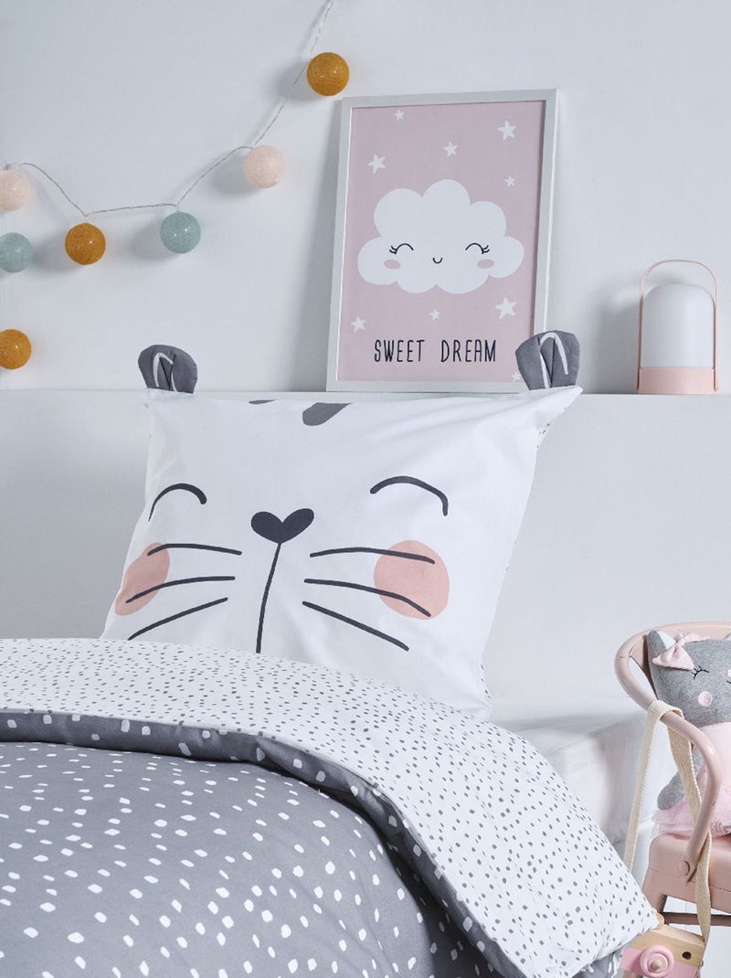 Conjunto de cama 'urso' - Solteiro Cinza - Kiabi