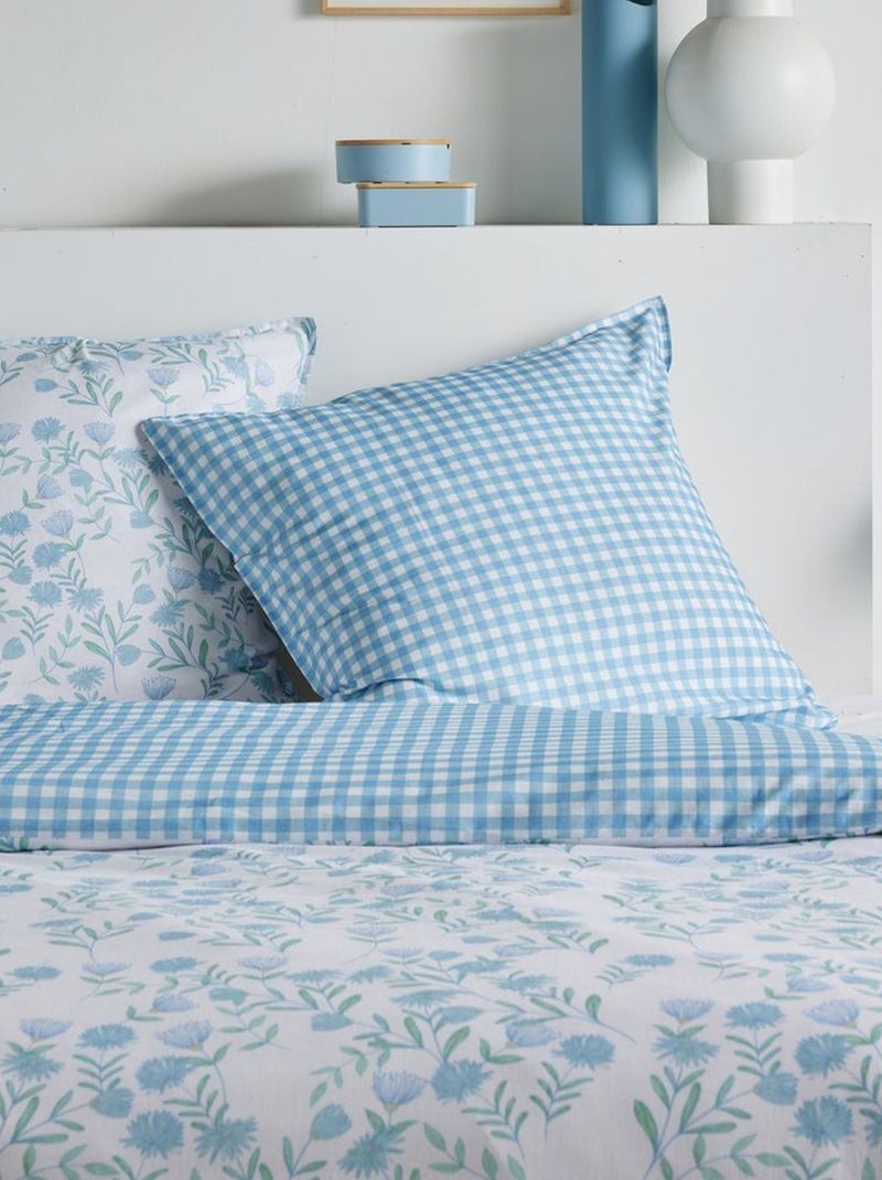 Conjunto de cama vichy reversível - 2 pessoas Azul - Kiabi