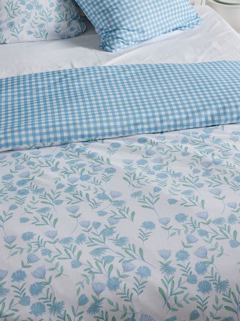 Conjunto de cama vichy reversível - 2 pessoas Azul - Kiabi
