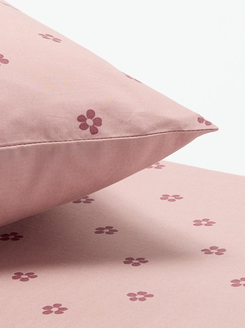 Conjunto de cama xadrez para 1 pessoa (140 x 200cm) - Kiabi Home Rosa - Kiabi