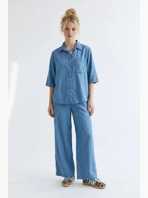Conjunto de camisa de algodão e calças de perna larga mixray - Kiabi Conjunto de camisa de algodão e calças de perna larga mixray - Kiabi