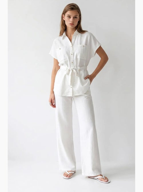 Conjunto de camisa de algodão e calças de perna larga mixray - Kiabi Conjunto de camisa de algodão e calças de perna larga mixray - Kiabi