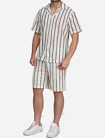 Conjunto de camisa e calções às riscas - Frilivin