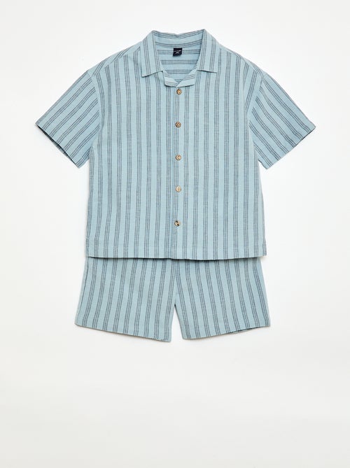 Conjunto de camisa e calções às riscas - Kiabi