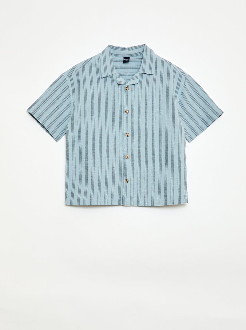 Conjunto de camisa e calções às riscas Azul - Kiabi