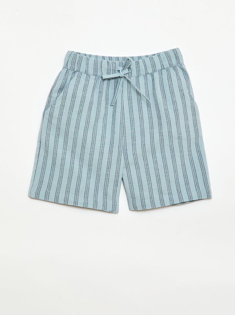 Conjunto de camisa e calções às riscas Azul - Kiabi