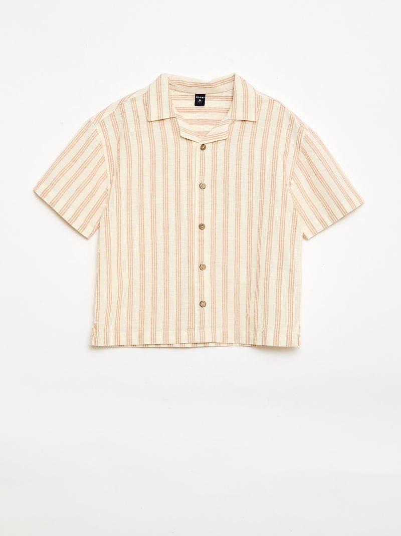 Conjunto de camisa e calções às riscas Bege - Kiabi