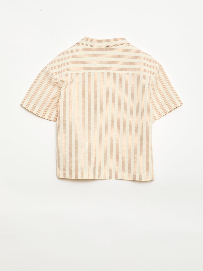 Conjunto de camisa e calções às riscas Bege - Kiabi