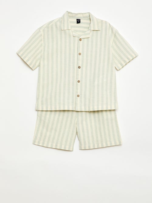 Conjunto de camisa e calções às riscas - Kiabi