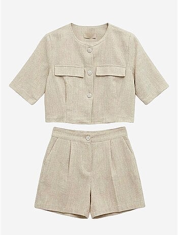 Conjunto de camisa e calções de popelina de algodão my fashion