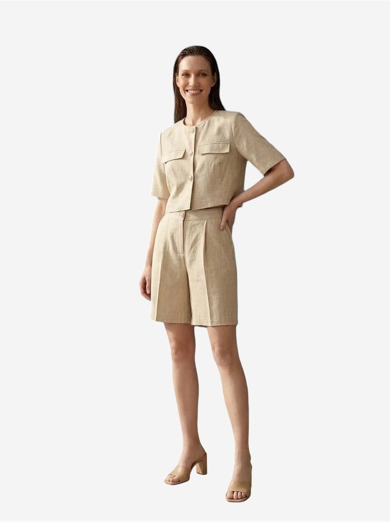 Conjunto de camisa e calções de popelina de algodão my fashion Bege-argila - Kiabi