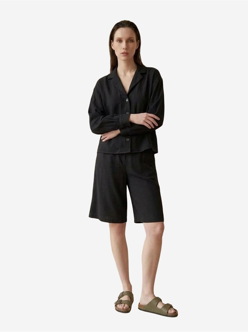 Conjunto de camisa e calções de popelina de algodão my fashion Preto - Kiabi