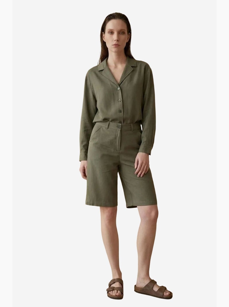 Conjunto de camisa e calções de popelina de algodão my fashion Verde cáqui - Kiabi