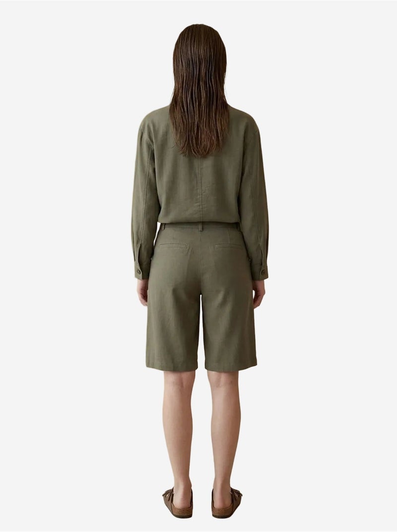 Conjunto de camisa e calções de popelina de algodão my fashion Verde cáqui - Kiabi