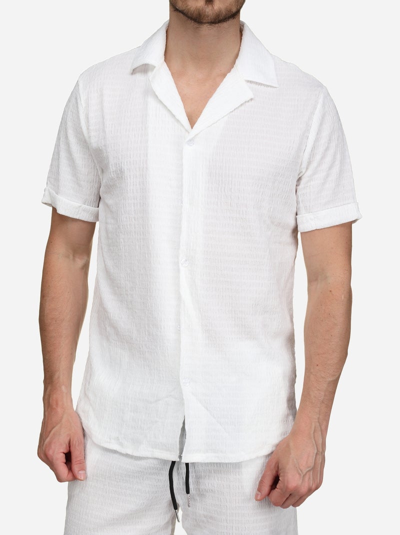 Conjunto de camisa e calções lisos e estampados - Frilivin Branco - Kiabi