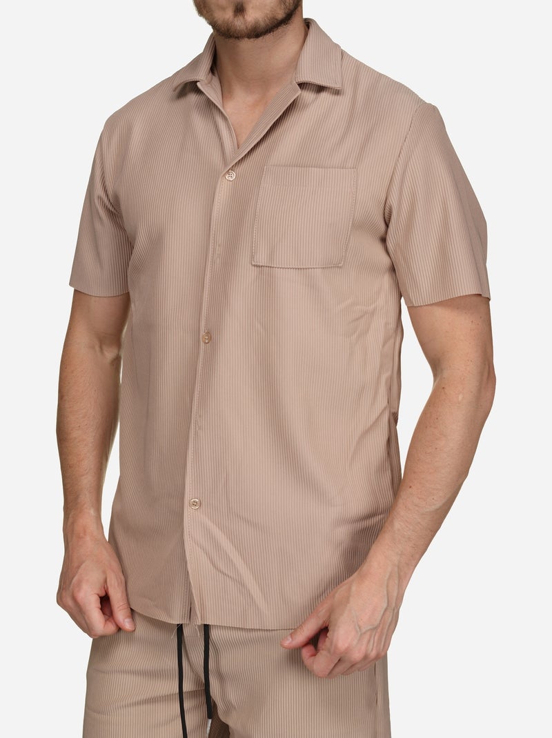 Conjunto de camisa e calções texturizados - Frilivin Bege - Kiabi