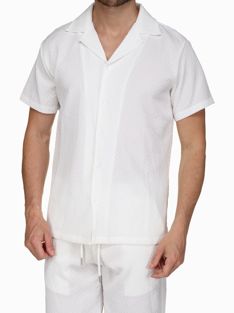 Conjunto de camisa e calções texturizados - Frilivin Branco - Kiabi