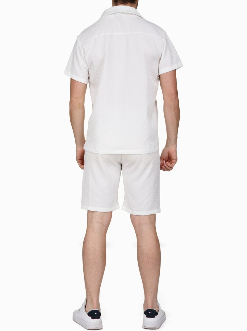 Conjunto de camisa e calções texturizados - Frilivin Branco - Kiabi