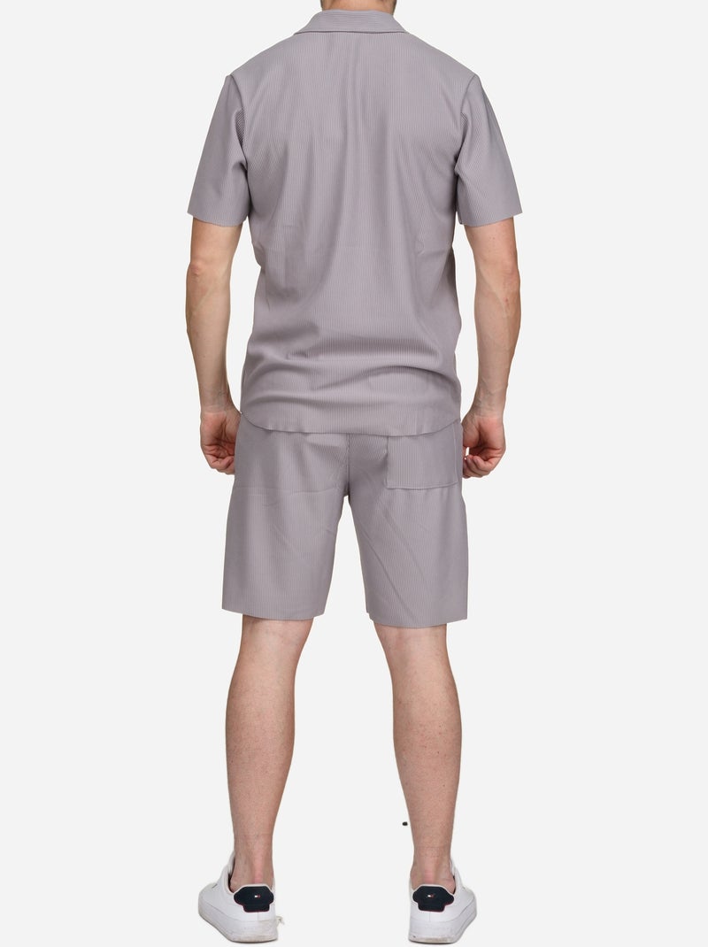 Conjunto de camisa e calções texturizados - Frilivin Cinza - Kiabi