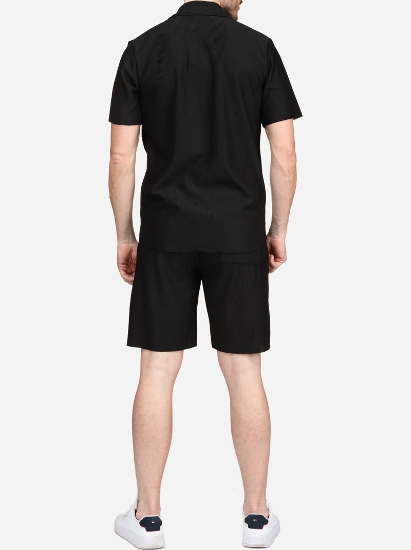 Conjunto de camisa e calções texturizados - Frilivin Preto - Kiabi