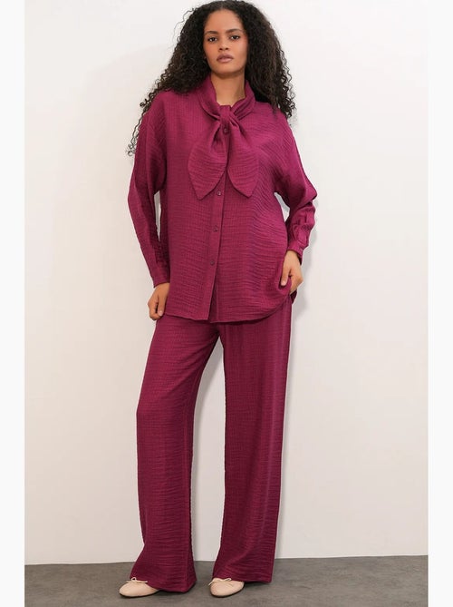 Conjunto de camisa texturizada e calças de perna larga bdart - Kiabi