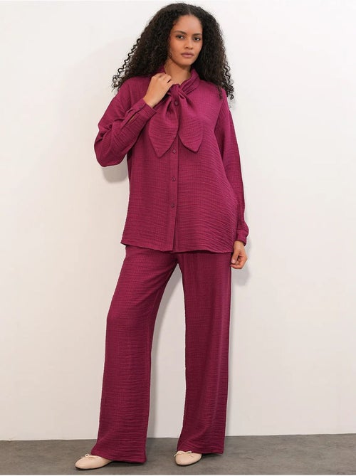 Conjunto de camisa texturizada e calças de perna larga bdart - Kiabi