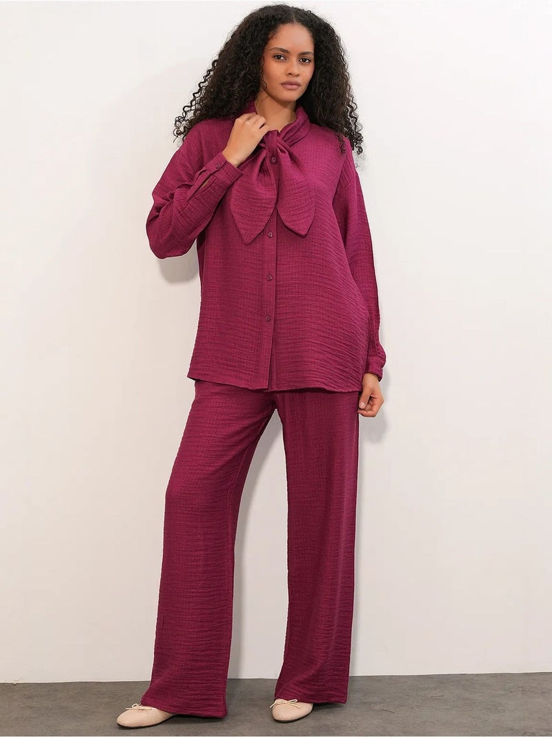 Conjunto de camisa texturizada e calças de perna larga bdart Magenta - Kiabi