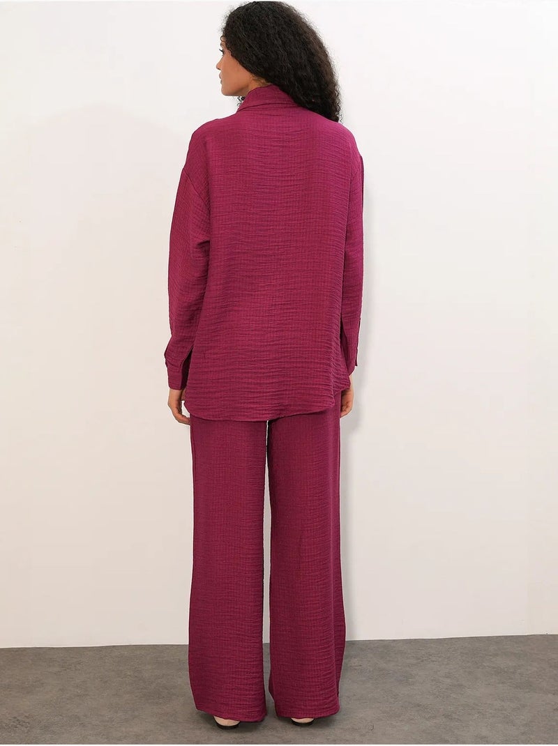 Conjunto de camisa texturizada e calças de perna larga bdart Magenta - Kiabi