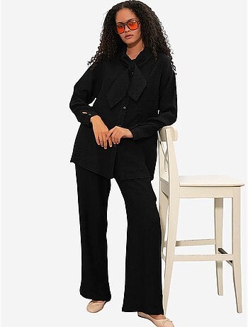 Conjunto de camisa texturizada e calças de perna larga bdart