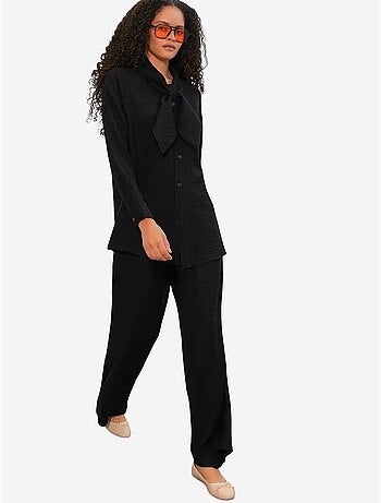 Conjunto de camisa texturizada e calças de perna larga bdart