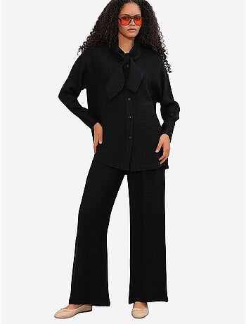 Conjunto de camisa texturizada e calças de perna larga bdart