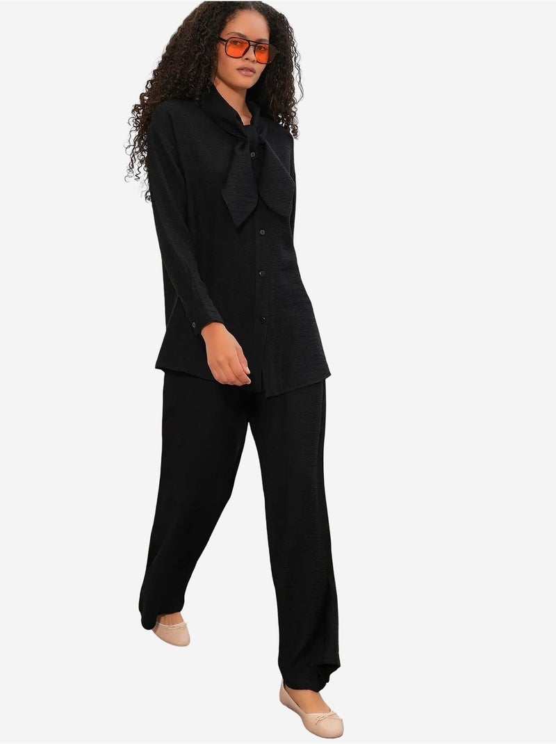 Conjunto de camisa texturizada e calças de perna larga bdart Preto - Kiabi