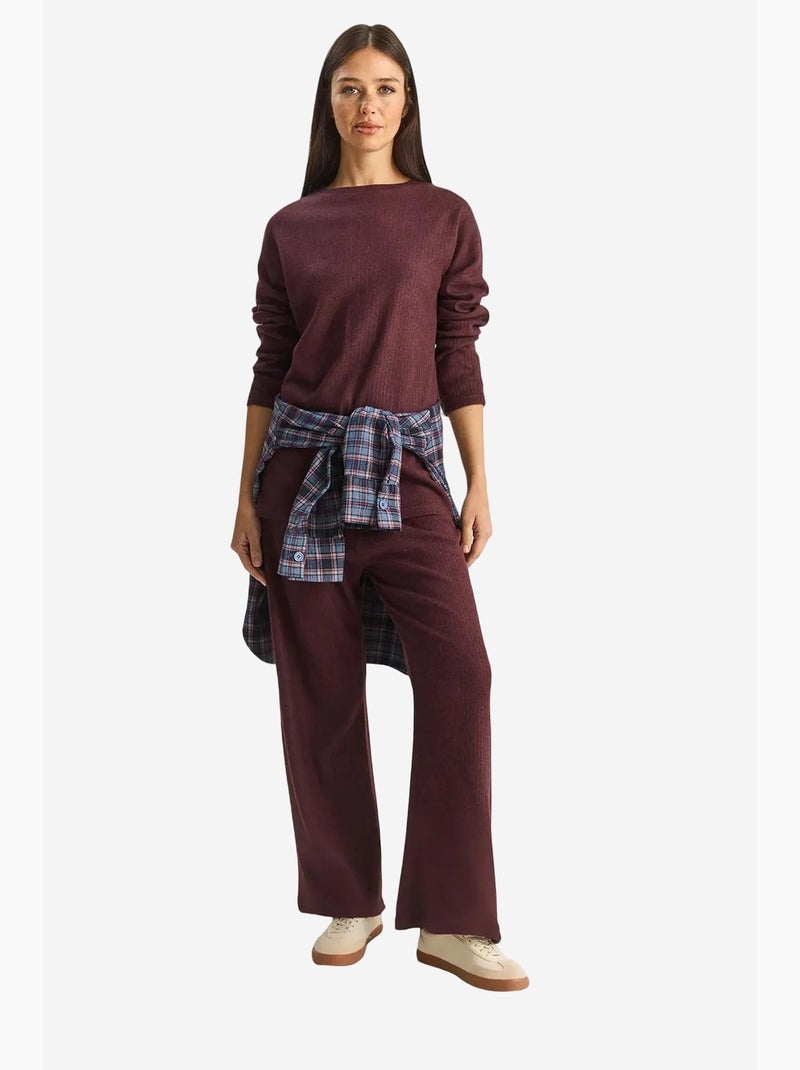 Conjunto de camisola de gola redonda e calças canelado texturizado lucci Roxo berinjela - Kiabi
