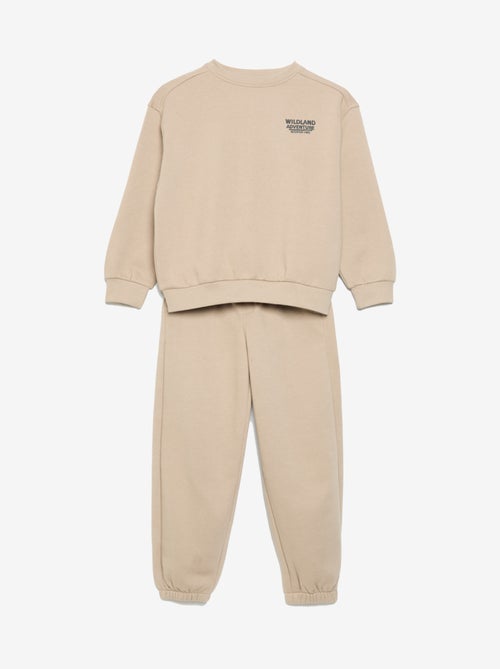 Conjunto de camisola de moletão e calças de jogging - 2 peças - Kiabi