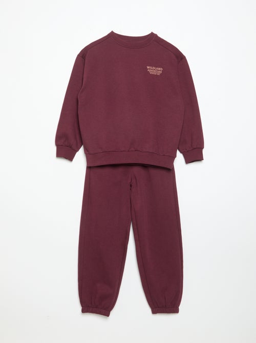 Conjunto de camisola de moletão e calças de jogging - 2 peças - Kiabi