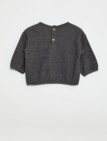 Conjunto de camisolas em malha suave com gola abotoada