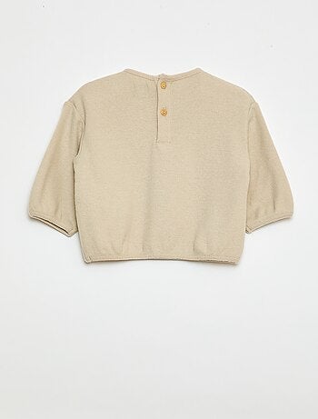 Conjunto de camisolas em malha suave com gola abotoada