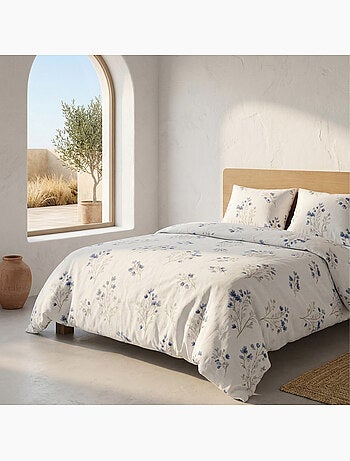 Conjunto de capa de edredão 100% algodão com design floral e capa de almofada - Gamusi